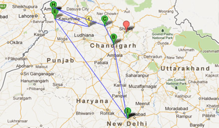 Route Plan for Sikh Pilgrimage in India