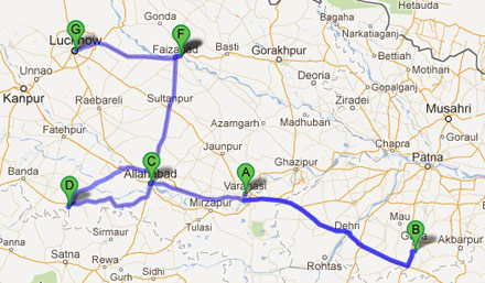 Route Plan for Uttar Pradesh With Bodhgaya